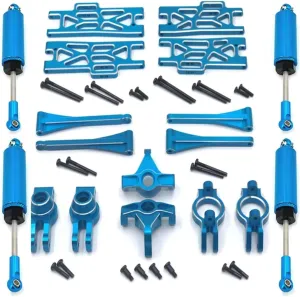 Rc Shock Absorber For WLtoys 104016 104018 104009 12402 12409 Metal Shock Absorber Set For Fit Remote Control Car Parts And Accessories Upgrade Replacement Use(Blue)