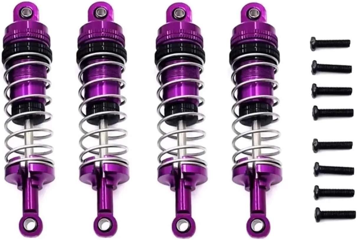 Rc Shock Absorber For Wltoys 144001 144002 144010 124007 124008 124016 124017 124018 124019 4pcs Metal Shock Absorber RC Car Upgrades Parts Replacement Use(Purple)