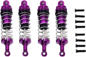 Rc Shock Absorber For Wltoys 144001 144002 144010 124007 124008 124016 124017 124018 124019 4pcs Metal Shock Absorber RC Car Upgrades Parts Replacement Use(Purple)