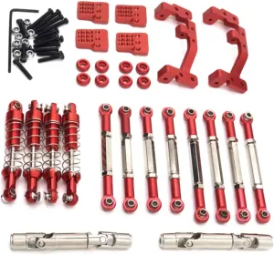 Rc Shock Absorber For WPL C14 C24 FY003-5A 1/16 Metal Shock Absorber Set For Fit Remote Control Car Tracked Vehicle Parts And Accessories Upgrade Replacement Use(Red)