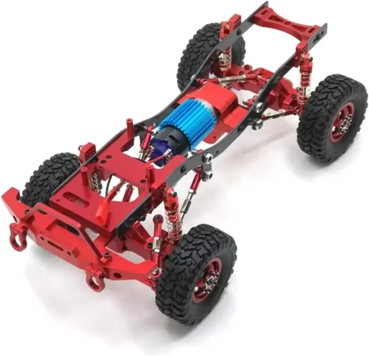 Rc Shock Absorber WPL C14 C24 C24-1 C54 1/16 Metal For Chassis Link Rod Pull Rod Mount Shock Absorber Drive Shaft Set RC Car Upgrade Parts Replacement Use(Red)