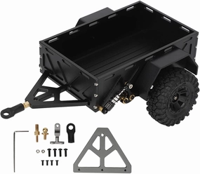 RC Car Hitch Trailer,Aluminum Alloy RC Tipping Trailer Antislip Trailer Cargo Carrier for TRX4M 1/18 Car (Black)