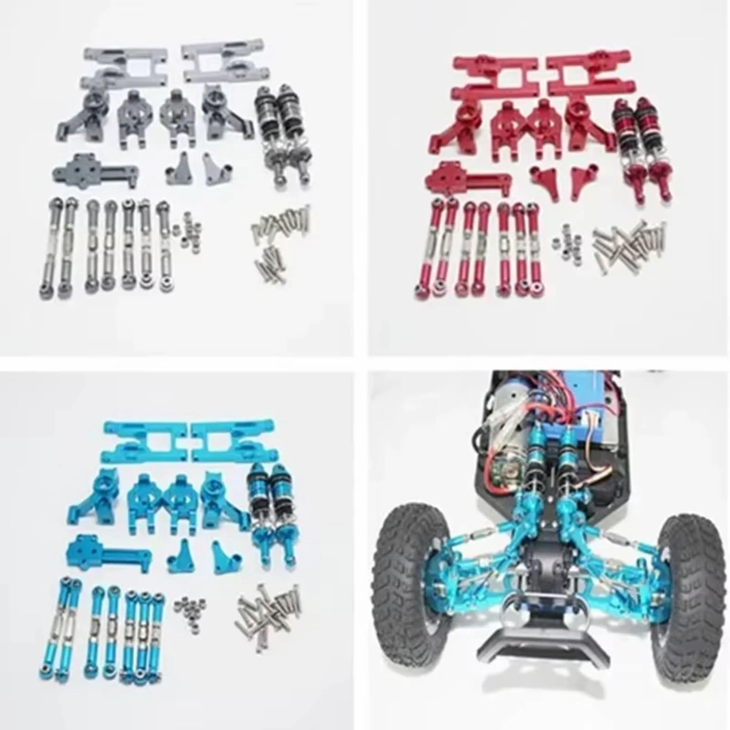 RC Car Parts for Feiyue FY03 for WLtoys 12428 12423 1/12 RC Car Parts Upgrade Metal Accessories Kit Blue Red for Silver(Red)