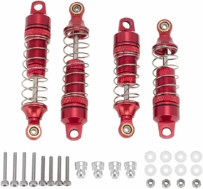 Rc Car Shock Absorber For Losi For Mini-T 2.0 2WD 1/18 4Pcs Metal Front & Rear Shock Absorber For Spring Dampers Red Rc Truck Upgrade Accessories Replacement And Use