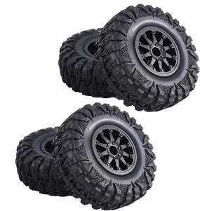 Rc Car Wheel Rim Tire Compatible with 1/10 RC for Rock Crawler 4PCS 2.2 Inch Nylon Plastic Beadlock Wheel 4.72In/120mm Tire with 12mm Combiner Hex