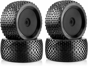 Rc Car Wheel Rim Tire Compatible with ARRMA for Traxxas for Redcat for Team for Losi 1/8 RC for Racing Car 4pcs 140mm Off-Road for Buggy Tires Wheel 17mm Hex(Black)