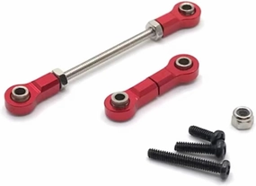 Rc Connecting Rod Tie Rod for WLtoys 284131 K969 K979 K989 K999 P929 P939 RC01 for Mini-Q for Mini-Z Metal Upgrade Front Steering Link RC Car Parts Replacement Use(Red)