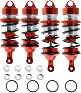 Rc Shock Absorber For Arrma 1/7 4pcs Metal Shock Absorber Off-Road Multiple Colors Available RC Car Tracked Vehicle Parts Accessories Upgrade Replacement Use(Red)