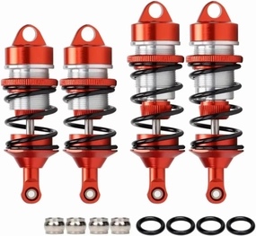 Rc Shock Absorber For Arrma 6S For Felony For Limitless 1:7 1/7 4Pcs Ara330627 Ara330628 Alloy Front Rear Shock Absorbers RC Damper RC Car Parts Replacement(Red)