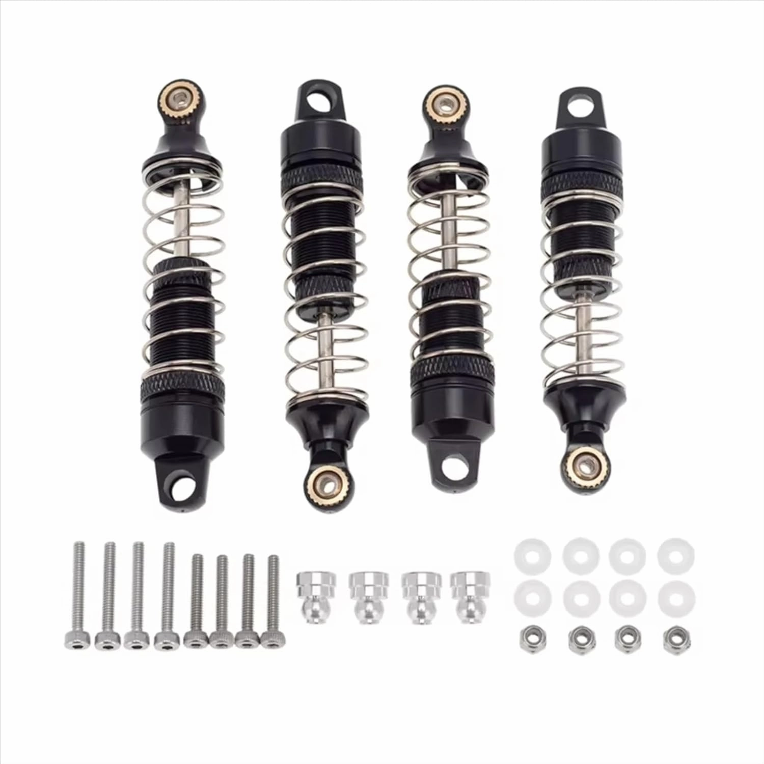 Rc Shock Absorber For Losi For Mini-T 2.0 2WD 1/18 4Pcs Metal Front & Rear Shock Absorber For Spring Dampers Black Rc Truck Upgrade Parts Replacement Use