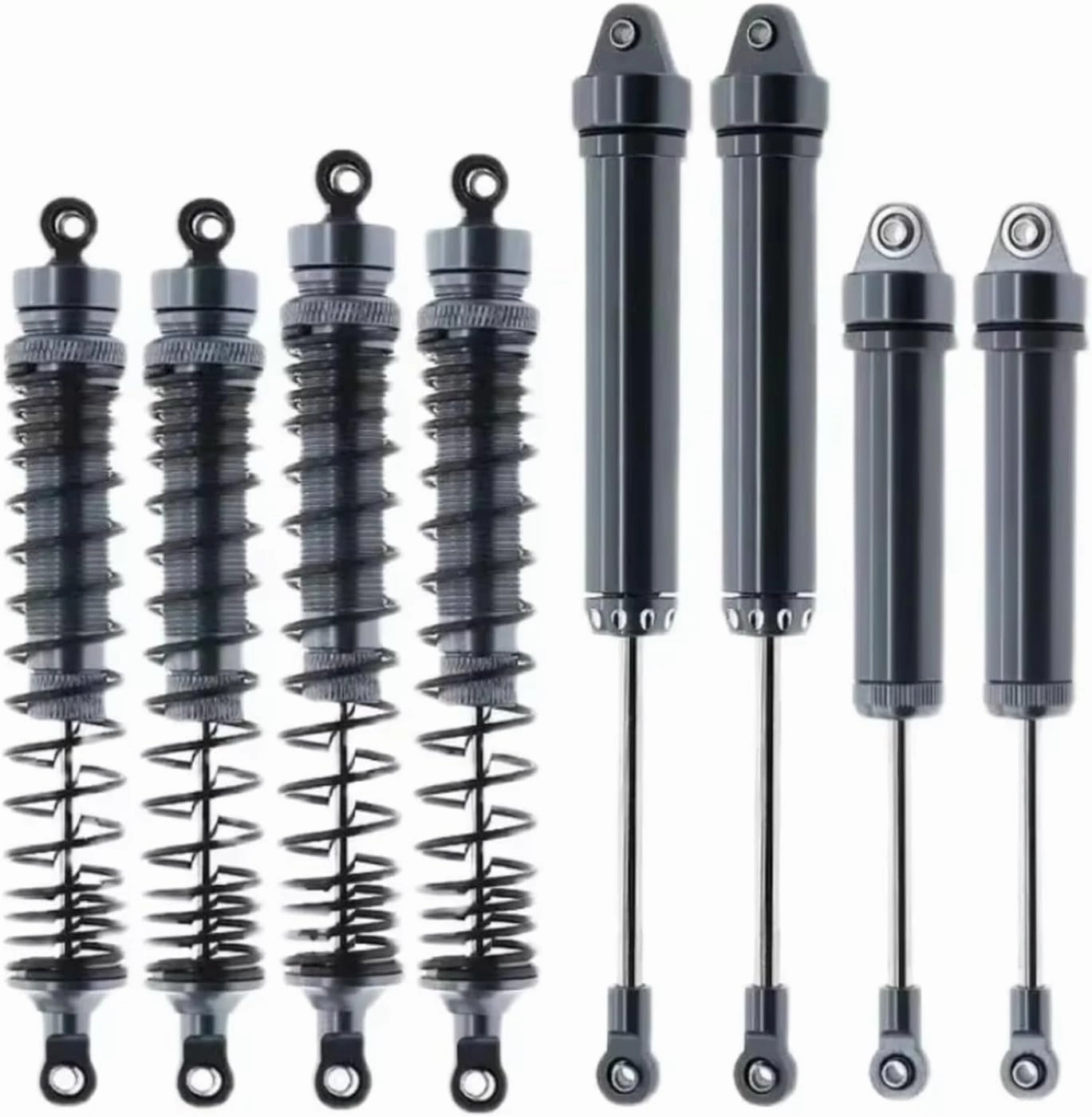 Rc Shock Absorber For Traxxas 1/7 8 Pcs Metal Front Rear Shock Absorber 8460 8450 RC Car For Desert For Racer Tracked Vehicles Parts And Accessories Upgrades(Gray)
