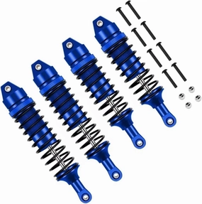 Rc Shock Absorber For Traxxas For Slash 4X4 For VXL 2WD For Rustler For Stampede For Hoss 1/10 Metal Front And Rear Shock Absorber RC Car Parts Replacement Use(Blue)