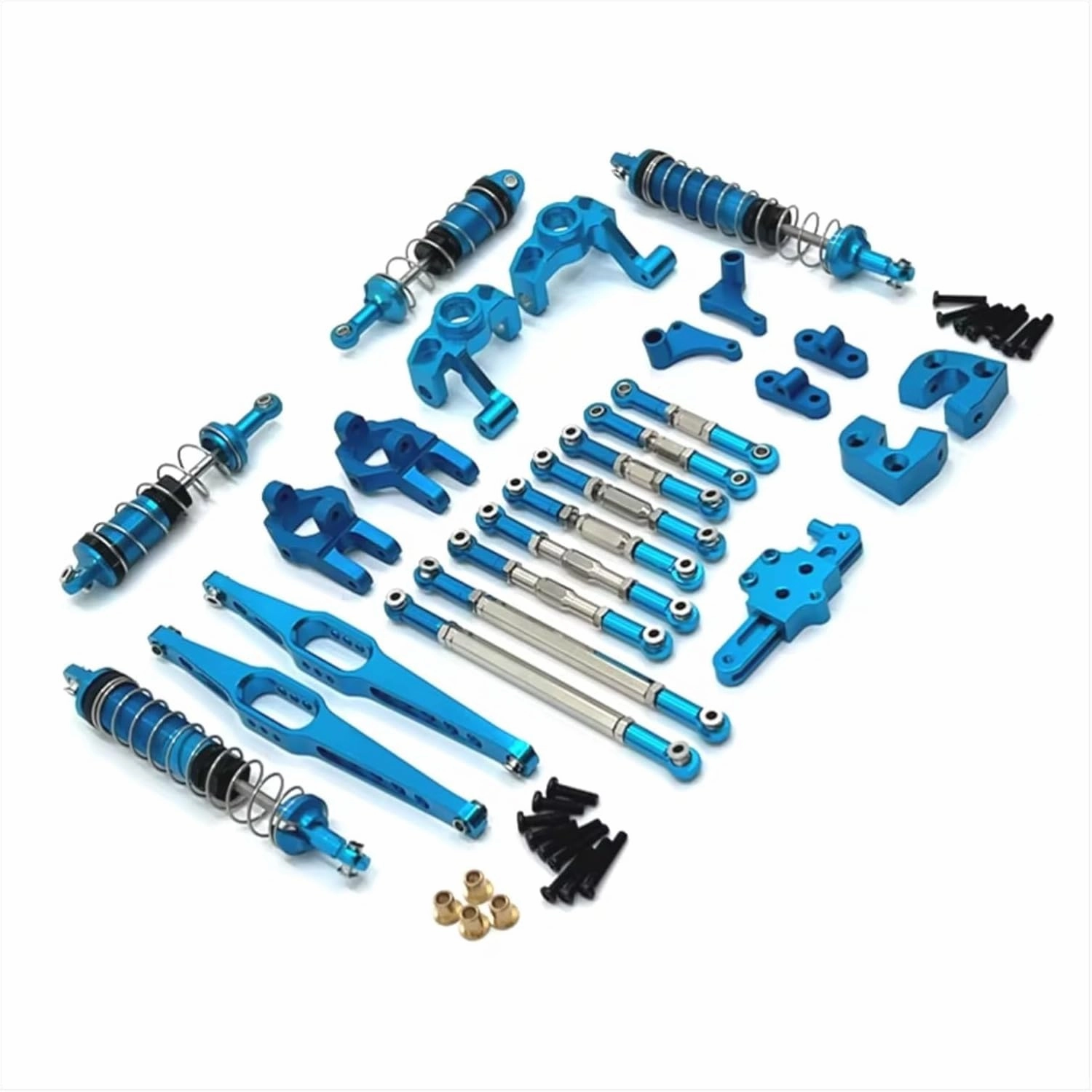 Rc Shock Absorber for WLtoys 12429 1/12 Metal Shock Absorber Pull Rod Steering Cup Kit Remote Control Car Parts and Accessories Upgrade Replacement and Use(Blue)