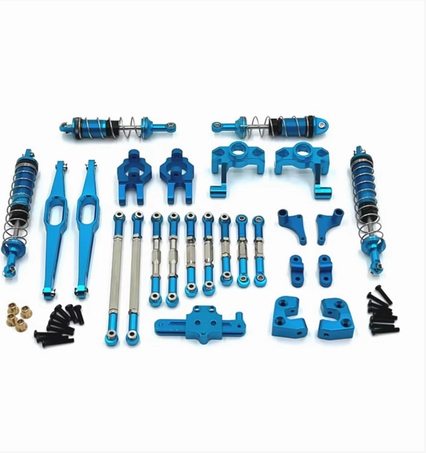 Rc Shock Absorber for WLtoys 12429 1/12 Metal Shock Absorber Pull Rod Steering Cup Kit Remote Control Car Parts and Accessories Upgrade Replacement and Use(Blue)