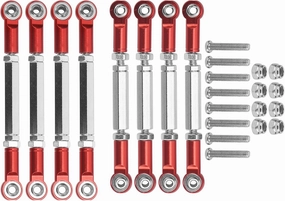 RC Steering Pull Rod, Steering Servo Pull Rod Metal Linkage Arm Tie Rod Ends Connector Camber Link Steering Shaft Spare Parts Upgrade Accessories for WPL RC Car (Red)