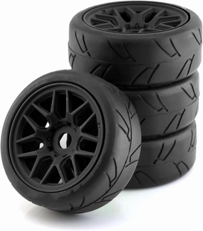 Rc Wheel Rim Tire for ARRMA for Traxxas for Kyosho for VRX for HPI for WR8 for HSP 4pcs 103mm 1/8 RC Off-Road for Buggy for Rally Car Tires Wheel 17mm Hex(Black)