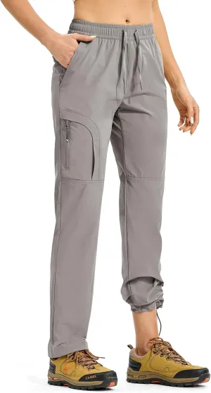 Rdruko Women's Hiking Pants Lightweight Quick Dry Water Resistant Cargo Outdoor Travel Pants Elastic Waist