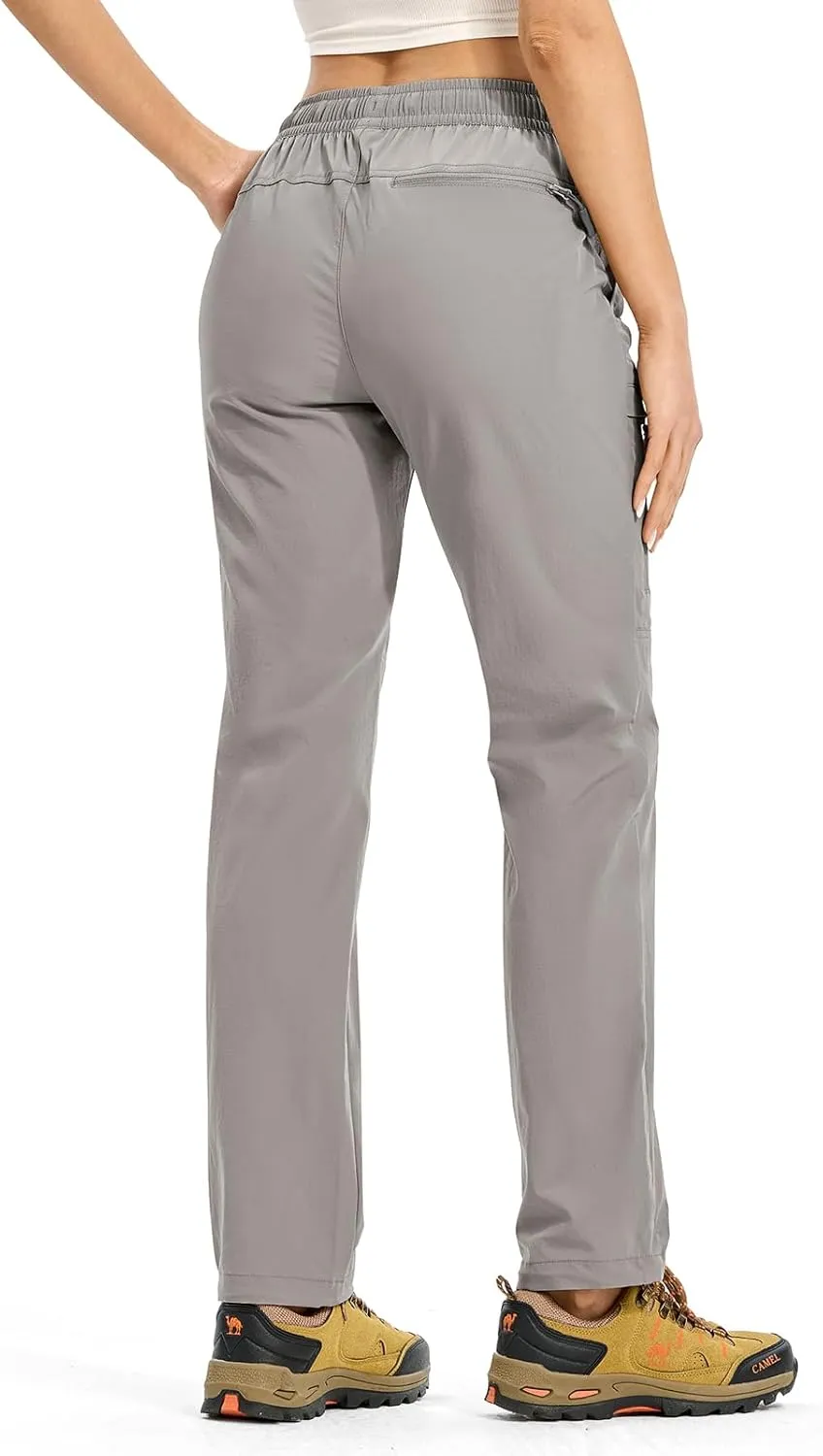Rdruko Women's Hiking Pants Lightweight Quick Dry Water Resistant Cargo Outdoor Travel Pants Elastic Waist