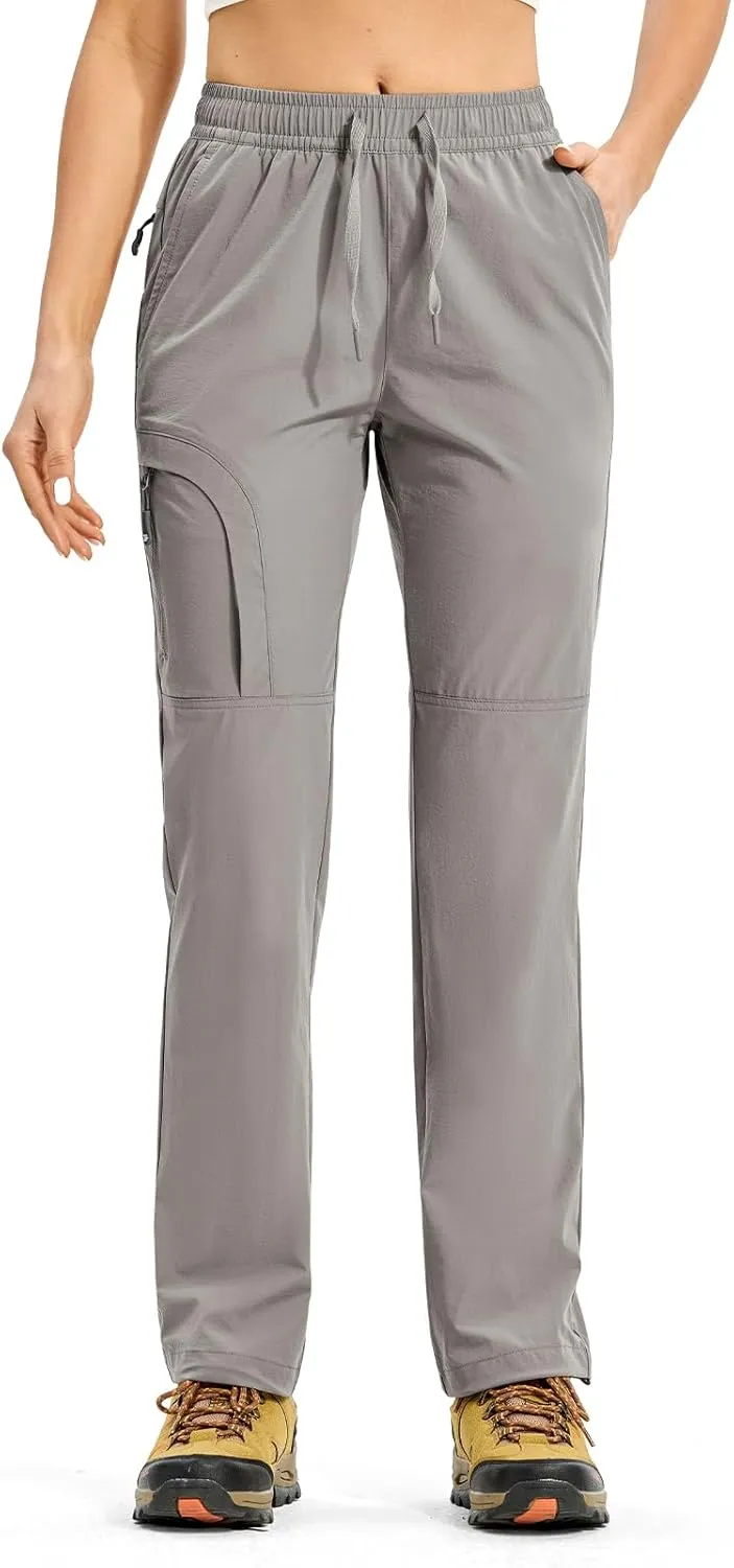 Rdruko Women's Hiking Pants Lightweight Quick Dry Water Resistant Cargo Outdoor Travel Pants Elastic Waist