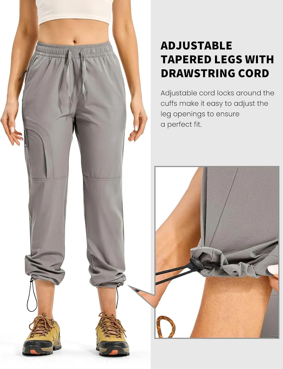 Rdruko Women's Hiking Pants Lightweight Quick Dry Water Resistant Cargo Outdoor Travel Pants Elastic Waist