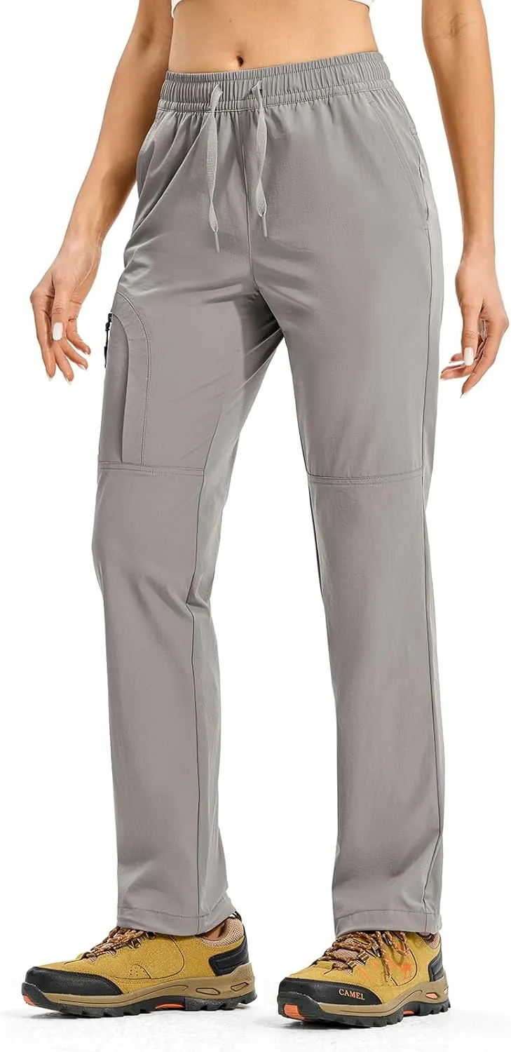 Rdruko Women's Hiking Pants Lightweight Quick Dry Water Resistant Cargo Outdoor Travel Pants Elastic Waist