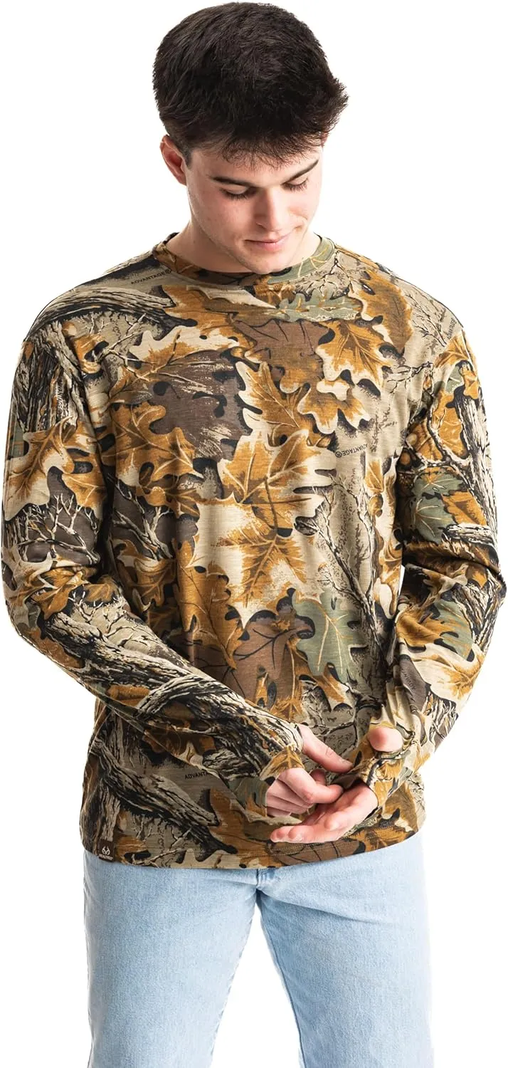 Realtree Men's Camo Shirt Long Sleeve Lightweight for Hunting, Fishing, Running, Hiking, or Camping