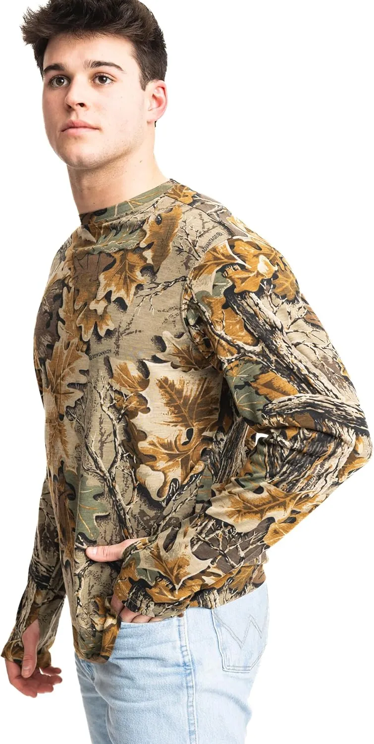 Realtree Men's Camo Shirt Long Sleeve Lightweight for Hunting, Fishing, Running, Hiking, or Camping