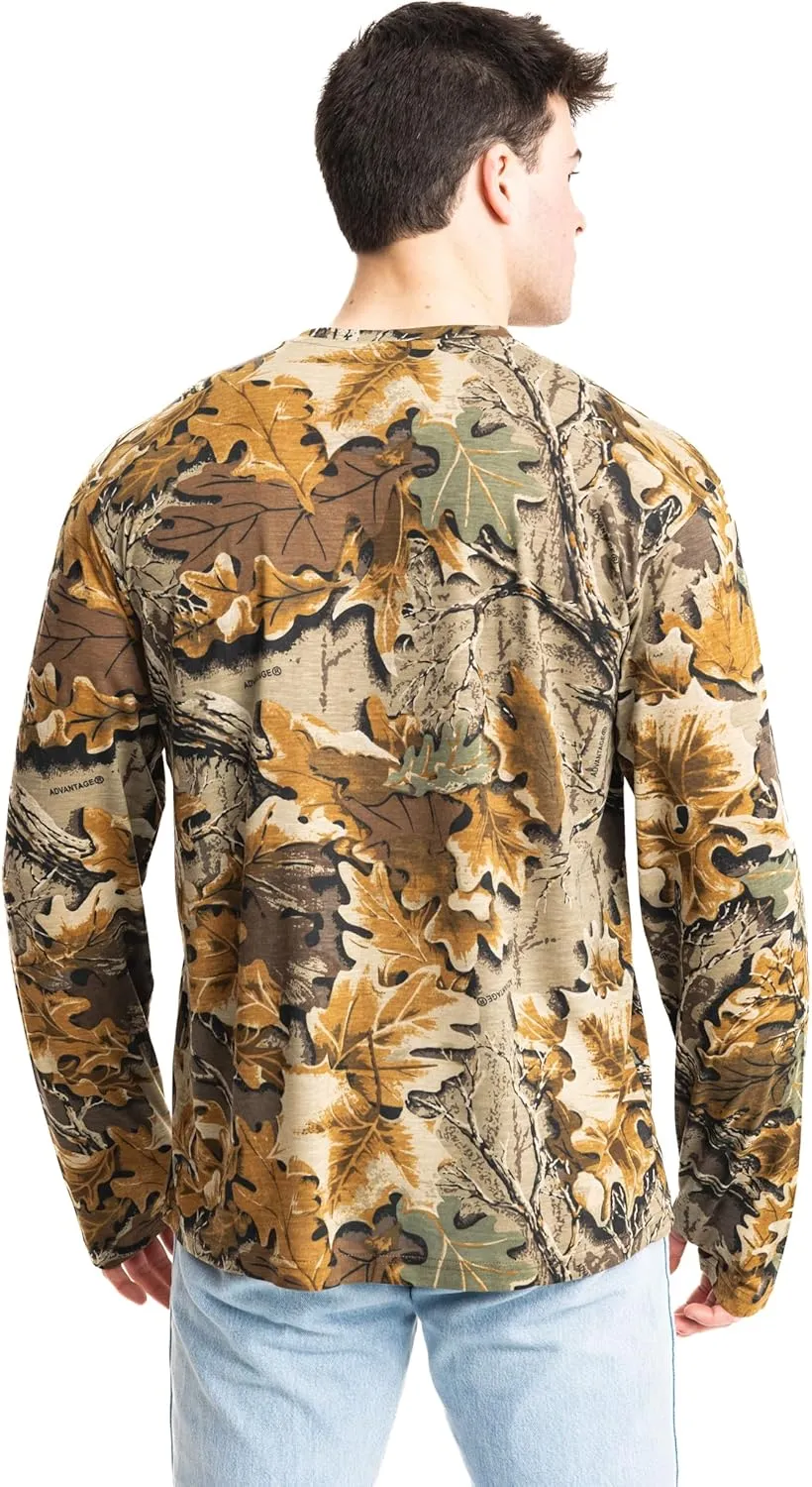 Realtree Men's Camo Shirt Long Sleeve Lightweight for Hunting, Fishing, Running, Hiking, or Camping