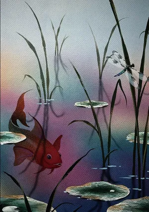 Red Fish & Lotus Leaf Dragonfly Jigsaw Puzzles for Adults 500 Piece Puzzle for Adults Challenging Puzzle with Letters on Back Challenging Family Puzzle Art DIY Toy Gift