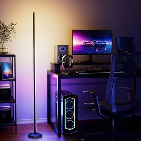 RGB Corner Floor Lamp, 65" Color Changing LED Floor Lamp Bluetooth APP Remote Control Music Sync Modern Standing Lamp 16 Million DIY Colors with Heavy Base for Living Room Bedroom GameRoom