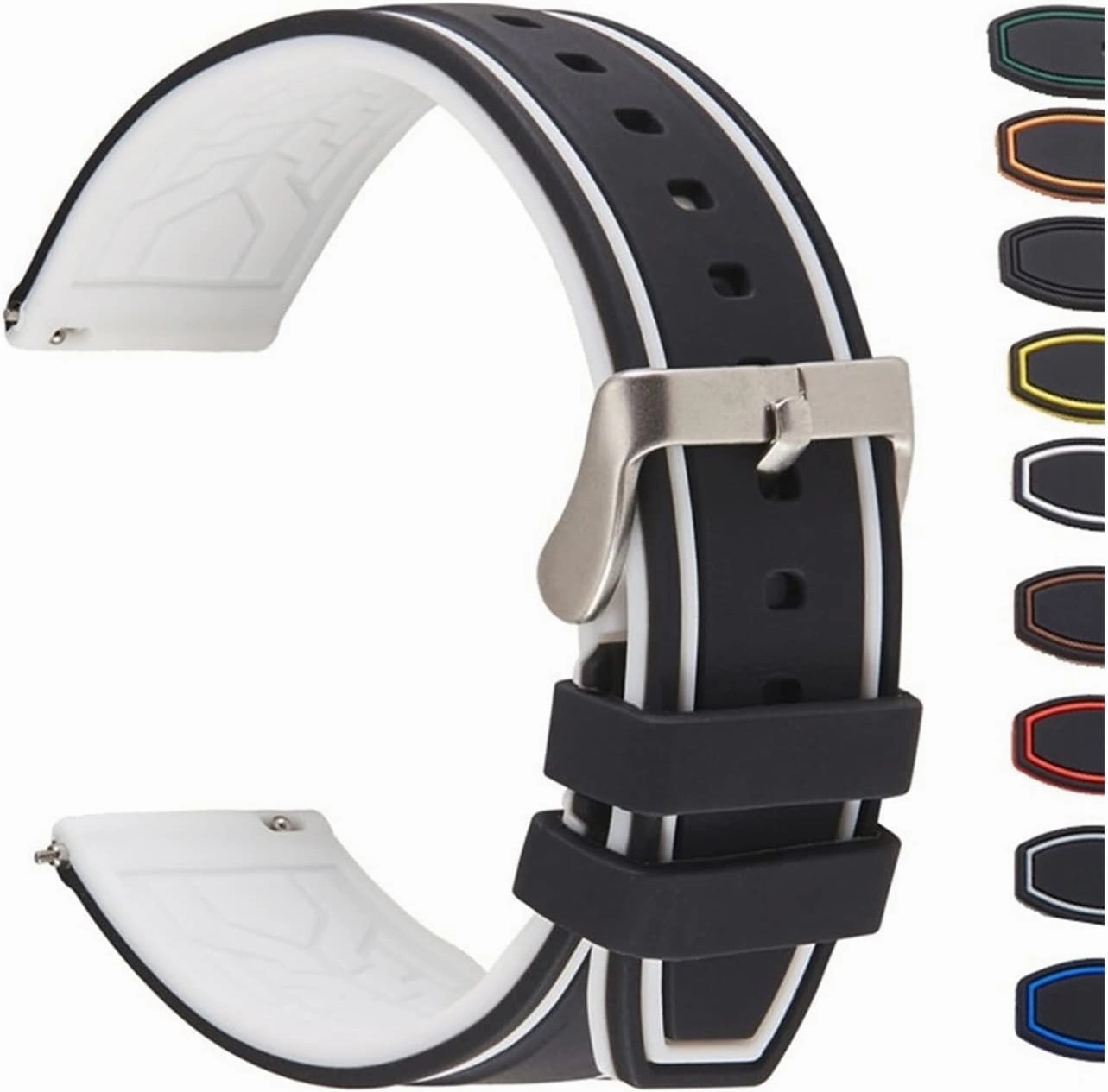 RHAIYAN Silicone Watch Bands 20mm 22mm 24mm Stainless Steel Rubber Strap Replacement Strap Watch Bands Watch Accessories