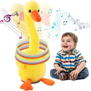 Ring Toss Dancing Singing Duck Toy, Chasing Tossing Game for Baby Boys and Girls, Talking Musical Toy with 3 English Songs, Interactive Toys for Kids 3 4 5 6 7 8 9 10 Year Old Birthday Gifts
