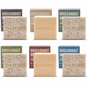 Rinse & Robust Mens Natural Bar Soap 6Pcs Handmade Cleansing Moisturizing&Exfoliating Scrub Soap Set Gifts for Men Body&Hand All Skin Type 6 Different Scents 5.3 oz of 6 Bars