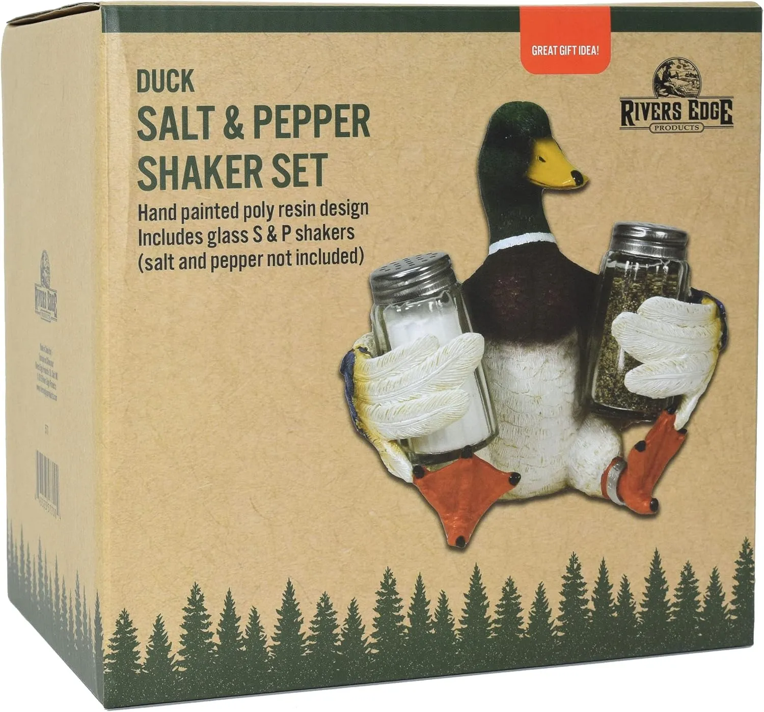 Rivers Edge Products Salt and Pepper Shakers Set, Unique Poly Resin and Glass Spice Dispenser, Novelty Kitchen Counter Décor
