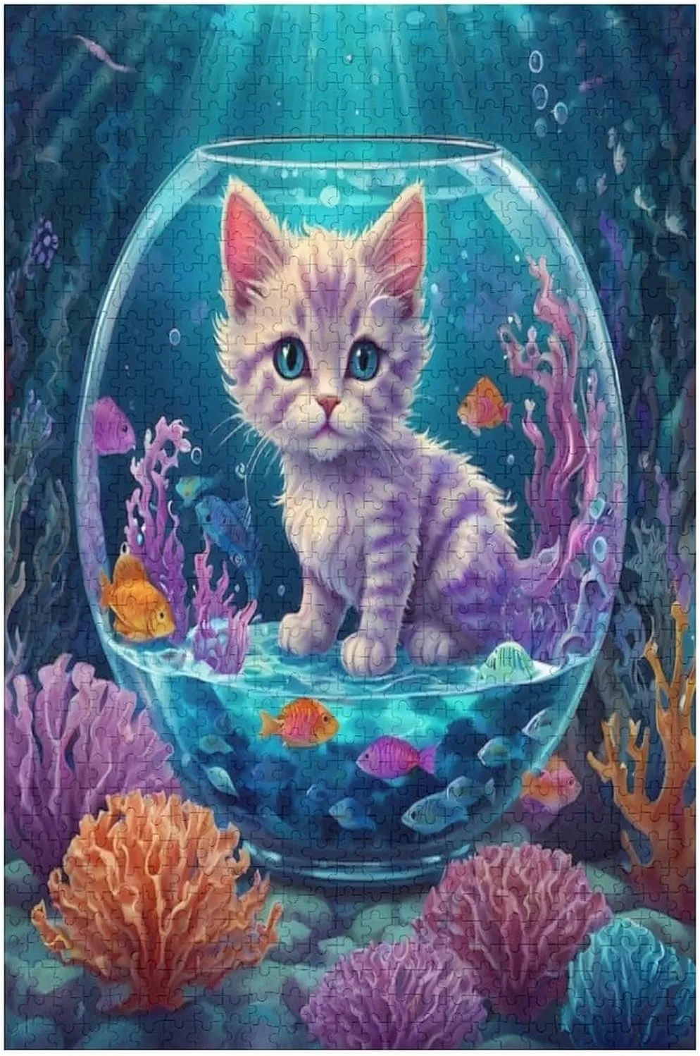 Romantic Cat and Fish Jigsaw Puzzle for Adults and Families Greaty 1000 Piece Puzzles Family Game Night Activity Unique Precision Fit Pieces