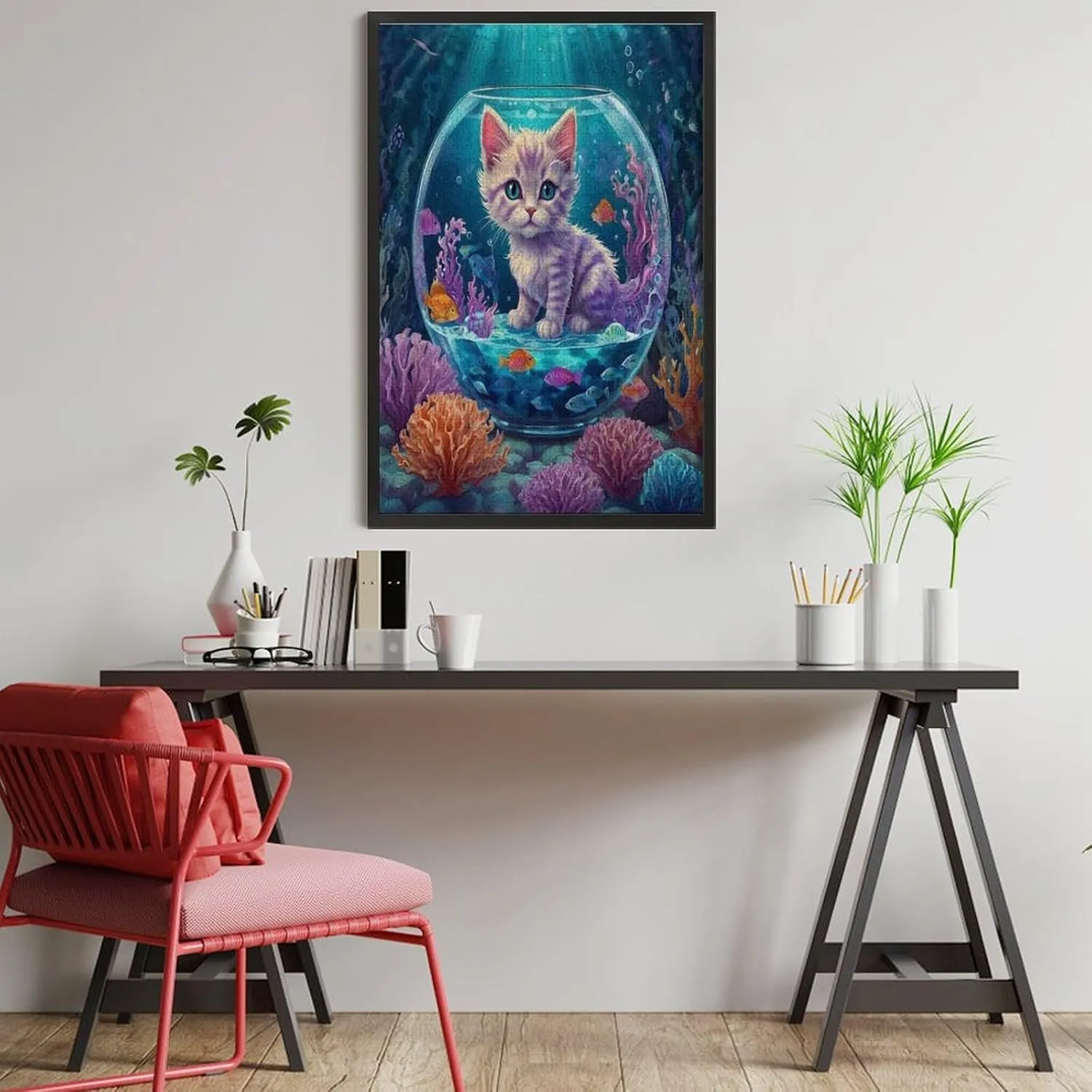 Romantic Cat and Fish Jigsaw Puzzle for Adults and Families Greaty 1000 Piece Puzzles Family Game Night Activity Unique Precision Fit Pieces