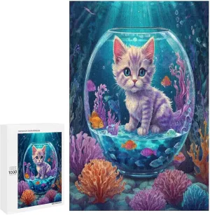 Romantic Cat and Fish Jigsaw Puzzle for Adults and Families Greaty 1000 Piece Puzzles Family Game Night Activity Unique Precision Fit Pieces
