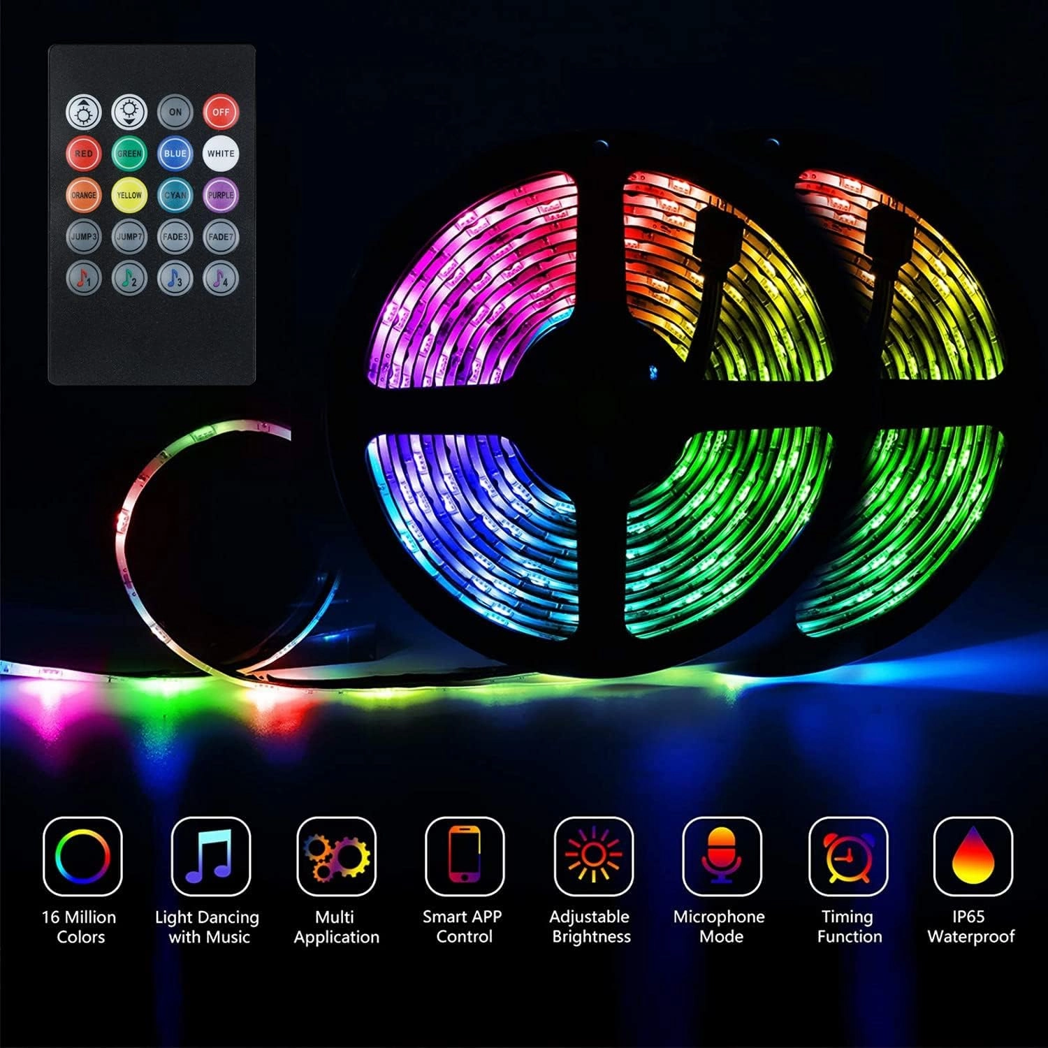 RV Awning Lights, 33FT RV Underglow Led Lights Kit, 12V Multi-Color Exterior Neon Accent Underbody Strip Lights for Camper Motorhome with Extension Cable, Music Sync, Waterproof