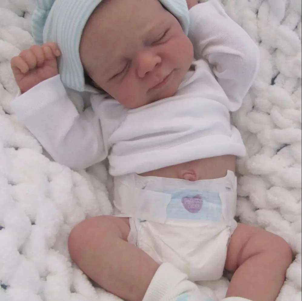 RXDOLL Sleeping Reborn Baby Dolls Silicone Full Body 18 Inch Realistic Baby Boy Doll Anatomically Correct Real Life Reborn Dolls Poseable Body with Feeding Toys