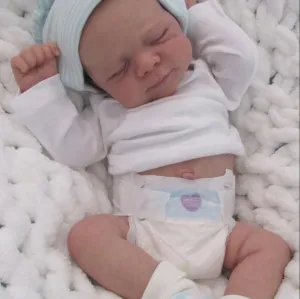 RXDOLL Sleeping Reborn Baby Dolls Silicone Full Body 18 Inch Realistic Baby Boy Doll Anatomically Correct Real Life Reborn Dolls Poseable Body with Feeding Toys
