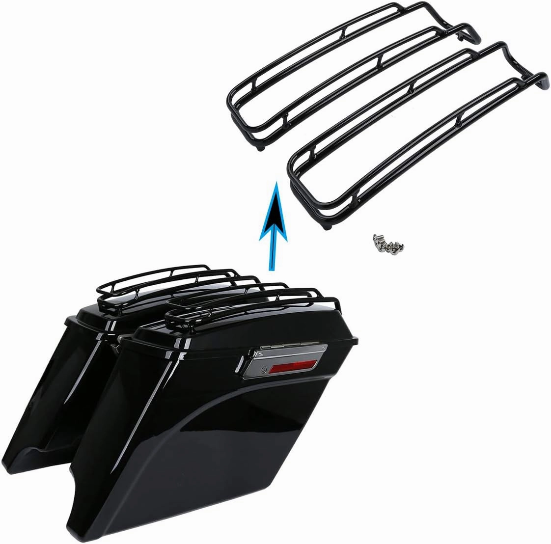Saddlebags Lid Top Rail Guard fits for Harley Davidson all Touring road glide, road king, ultra, street glide, electra glide Models 1994-2013, Black