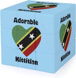 Saint Kitts Nevis Flag Heart Funny 3x3x3 Cube Smooth Lightweight Puzzle for Adult Graphic Printing Travel