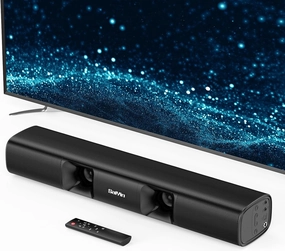 Saiyin Sound Bar for Smart TV - 50W 17 inch Small Soundbar for TV, Vocal Enhanced TV Speaker Built-in Subwoofer, Surround Sound System TV with Bluetooth/Optical/AUX Connection for TV/PC/Projectors