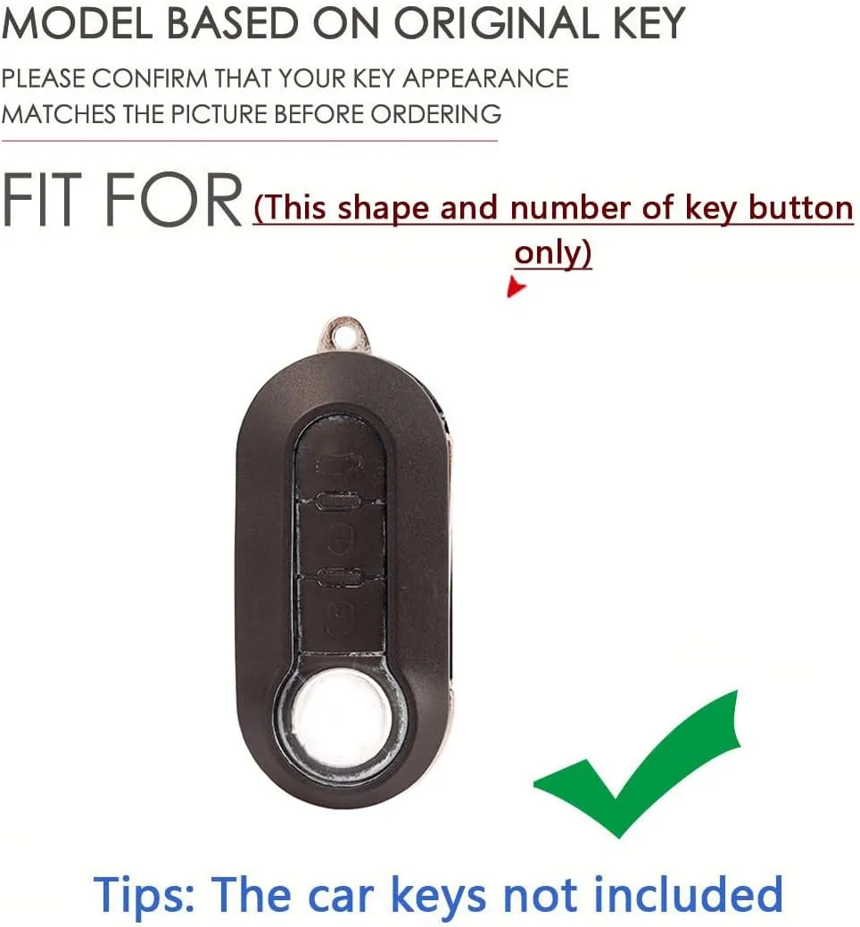 SANRILY ABS Carbon Fiber Texture Flip Key Fob Cover for Fiat 500 500c 500l 500x Keyless Full Protection Silicone Key Case with Kwychain Red