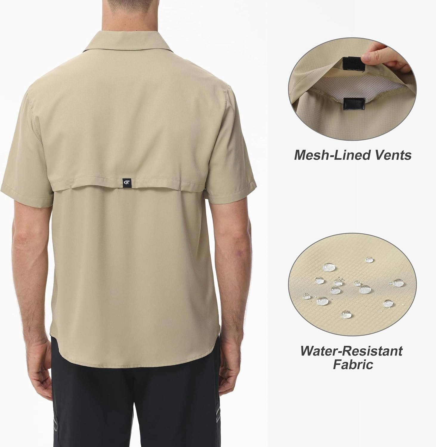 Satankud Men's Short Sleeve Lightweight Fishing Shirt UPF 50  Sun Protection Hiking Travel Work Button Down Shirt Zip Pocket