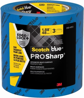 ScotchBlue PROSharp Painter's Tape 2 Inch Wide (1.88 in x 60 yd) 3 Rolls Blue Tape Protects Surfaces and Removes Easily, Edge-Lock Tape for Indoor and Outdoor Use (2093 -48AC3)