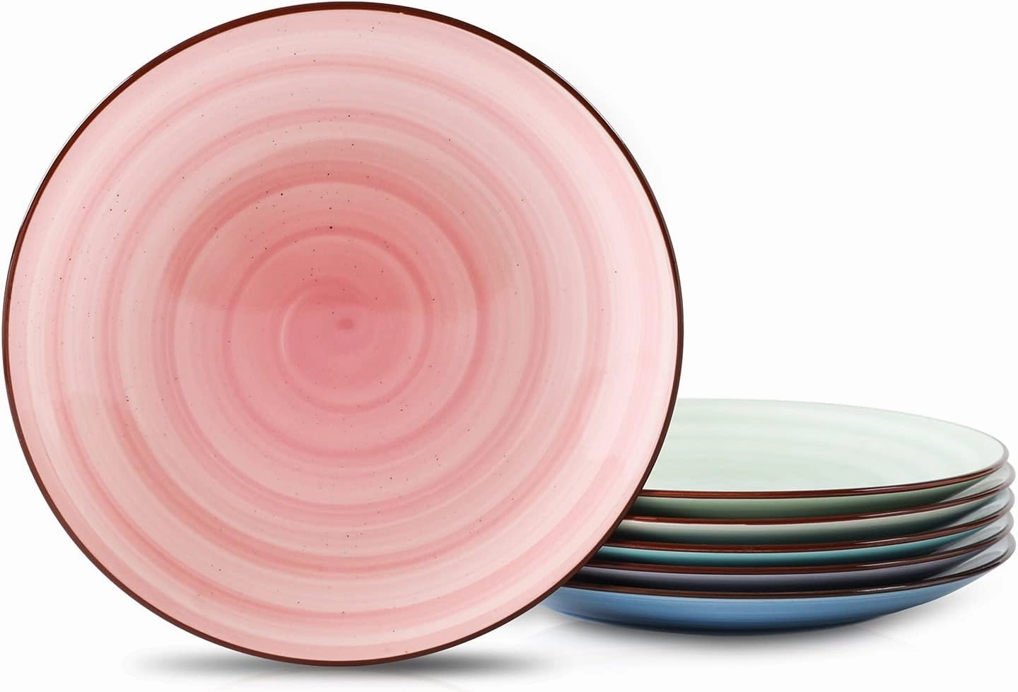 Selamica Ceramic 8 inch Dinner Plates, Small Dessert Salad Plates, Porcelain Serving Plate for Appetizer, Pancakes, Steak, Set of 6, Gradient Color