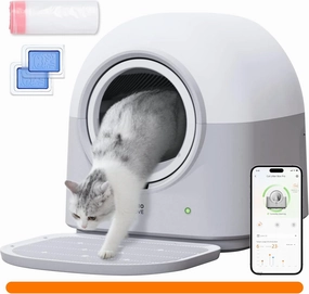 Self-Cleaning Litter Box Automatic Electronic Hands-Free Smart Robot self Cleaning Litter Box - Large 60L Capacity, Safe Anti-Pinch,with Deodorizer and Liner,for Multiple Cats (Grey Pro)
