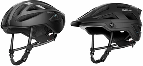 Sena R2 EVO Road Cycling Bluetooth Helmet & M1 Mountain Bike Helmet with Integrated Intercom Systems (Matte Black, Medium)