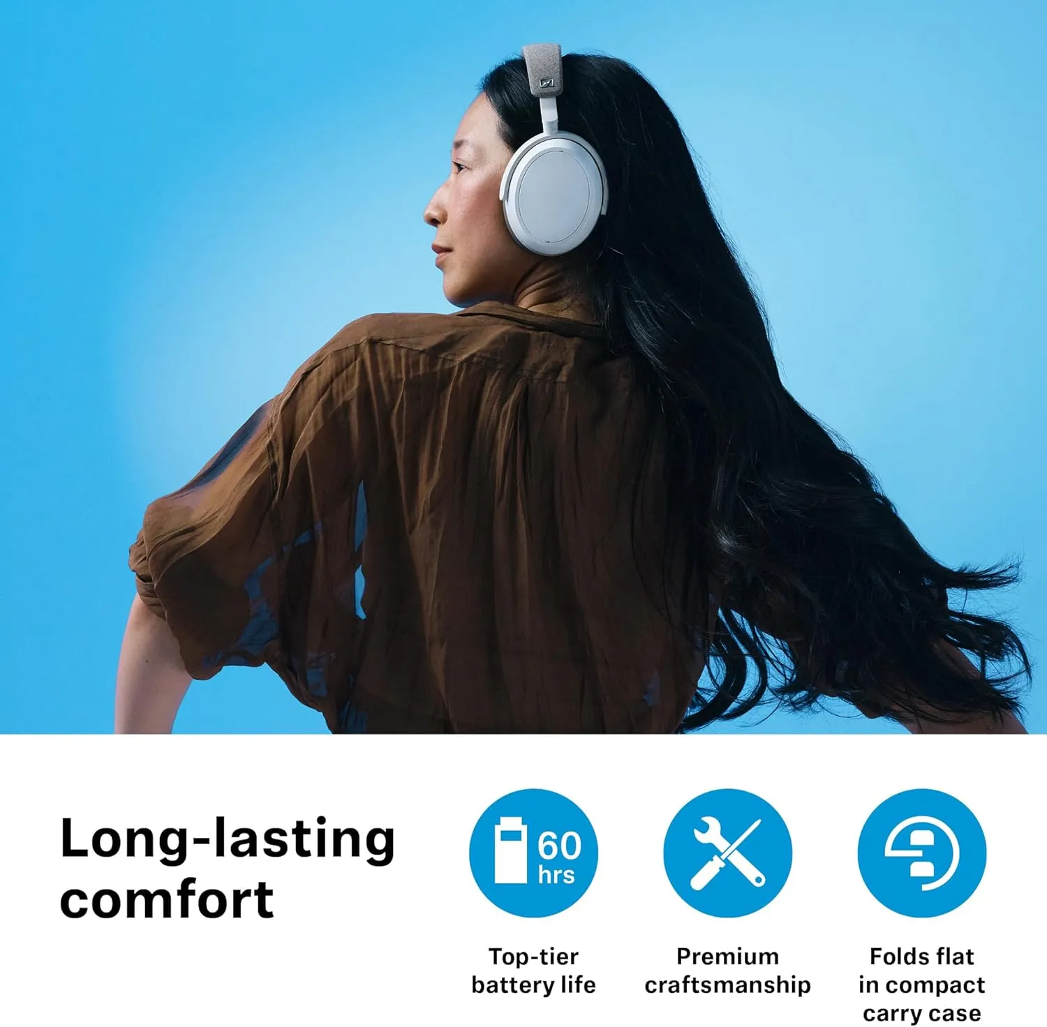 Sennheiser Consumer Audio Momentum 4 Wireless Headphones - Bluetooth Headset for Crystal-Clear Calls with Adaptive Noise Cancellation, 60h Battery Life, Customizable Sound, White (509267)